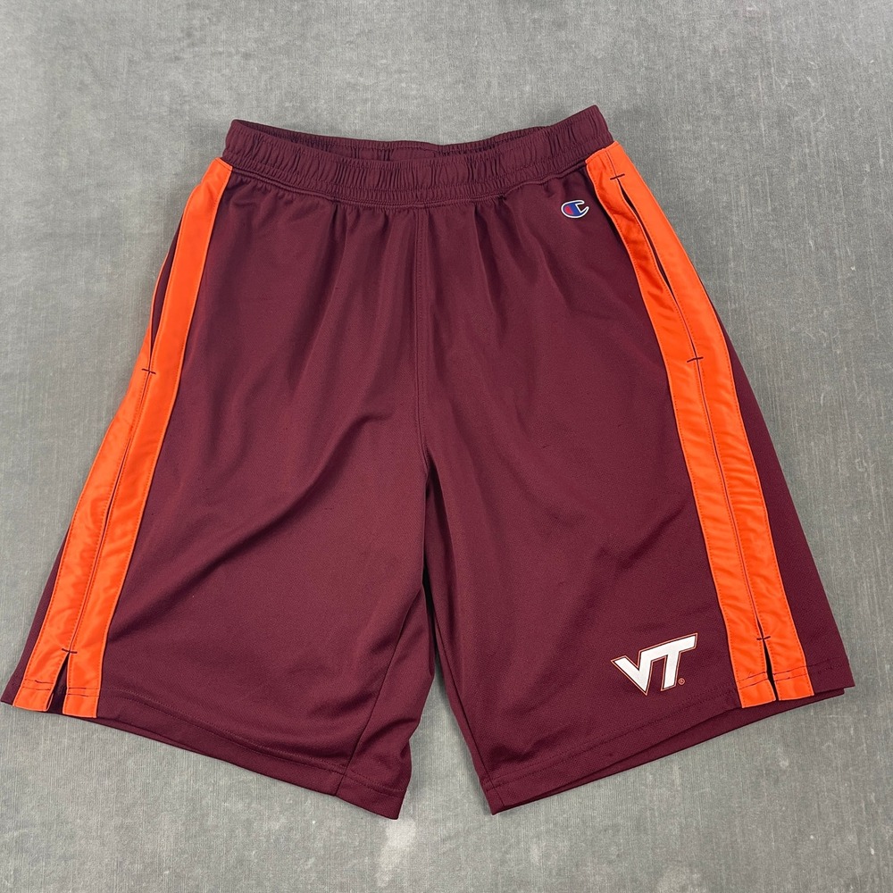 Virginia Tech Hokies Champion Mens Medium Maroon Mesh Athletic Shorts VT Logo